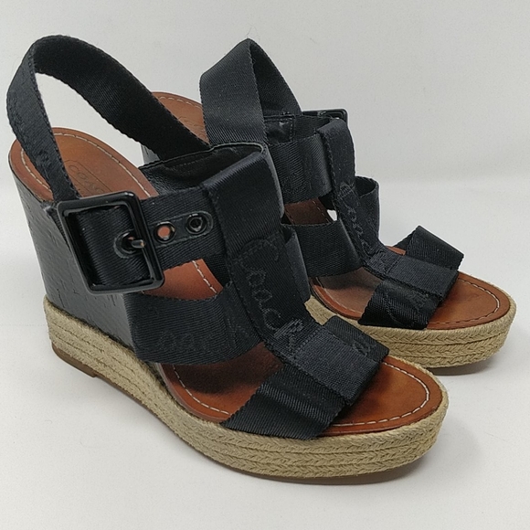 Coach Shoes - Coach Black Maryanne Logo Platform Sandal Size 7.5